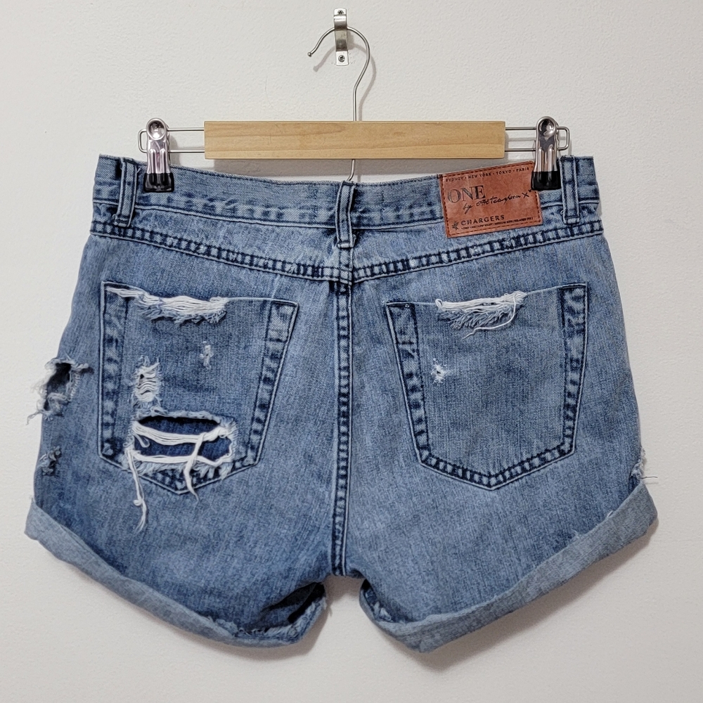 One Teaspoon Distressed / Ripped Blue Denim Festival Jean Shorts Size 26